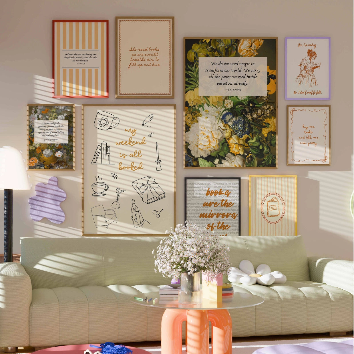 Handmade Yellow Bookish Decor, over 100 prints