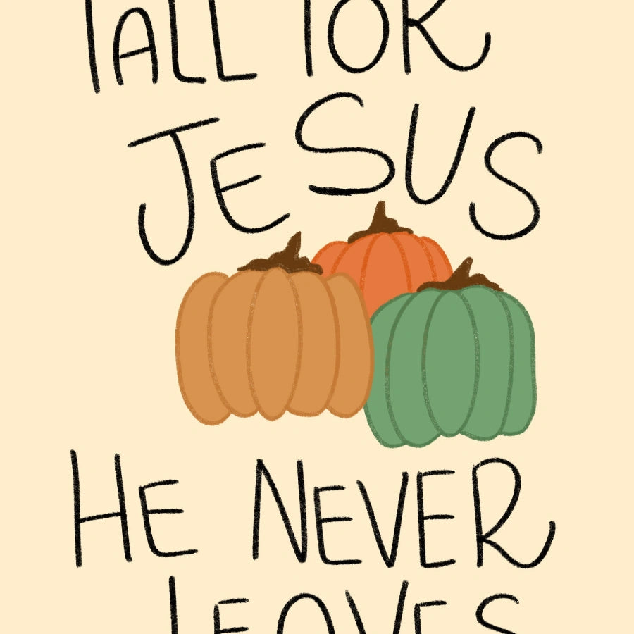 Fall for Jesus Wall Art - Christian Autumn Print with Pumpkins