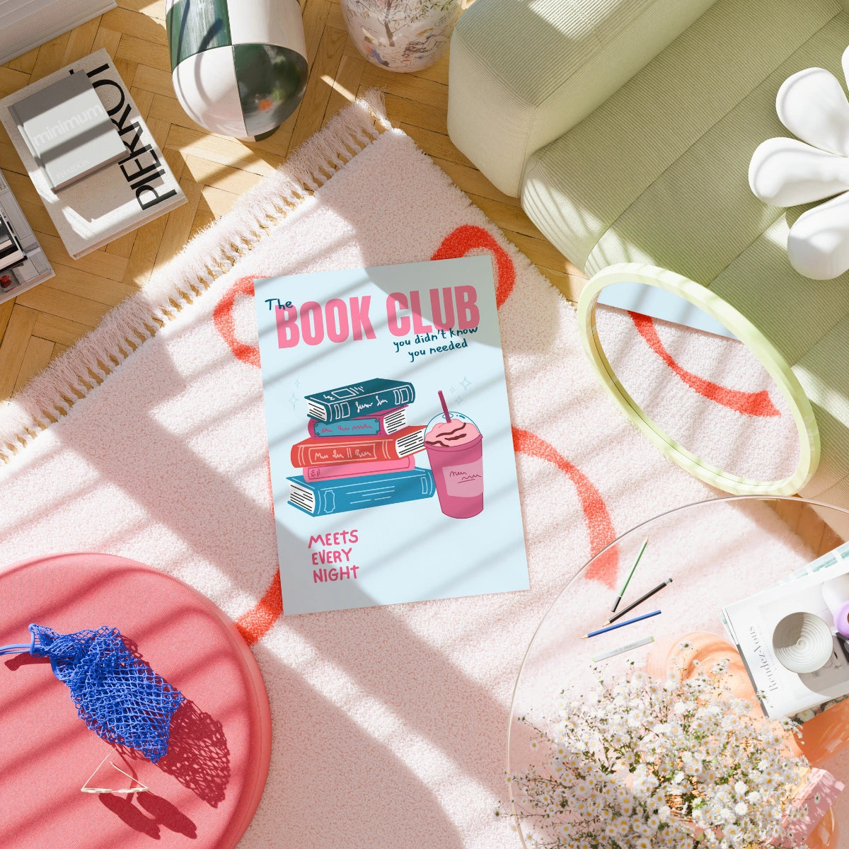 Buchclub-Druck – Wandbild mit blauem Lesezitat