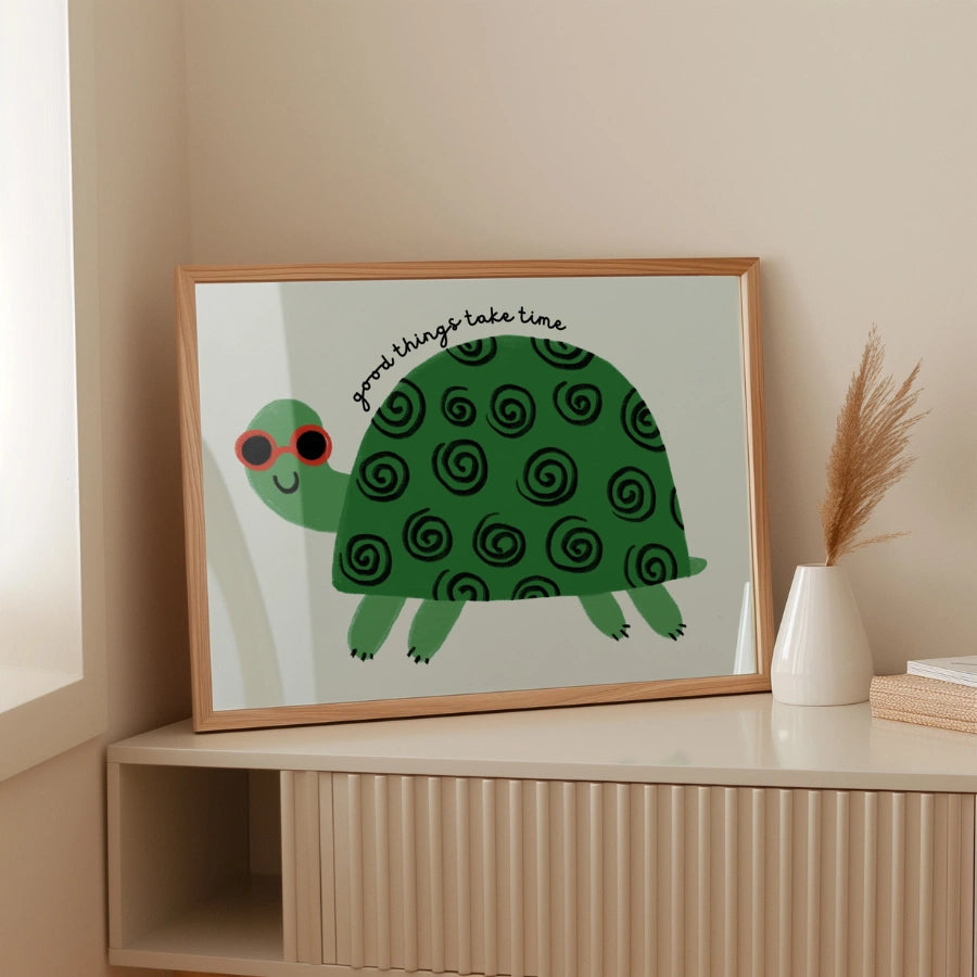 Schildkröten-Kinderzimmerbild – Niedliche Tier-Wandkunst