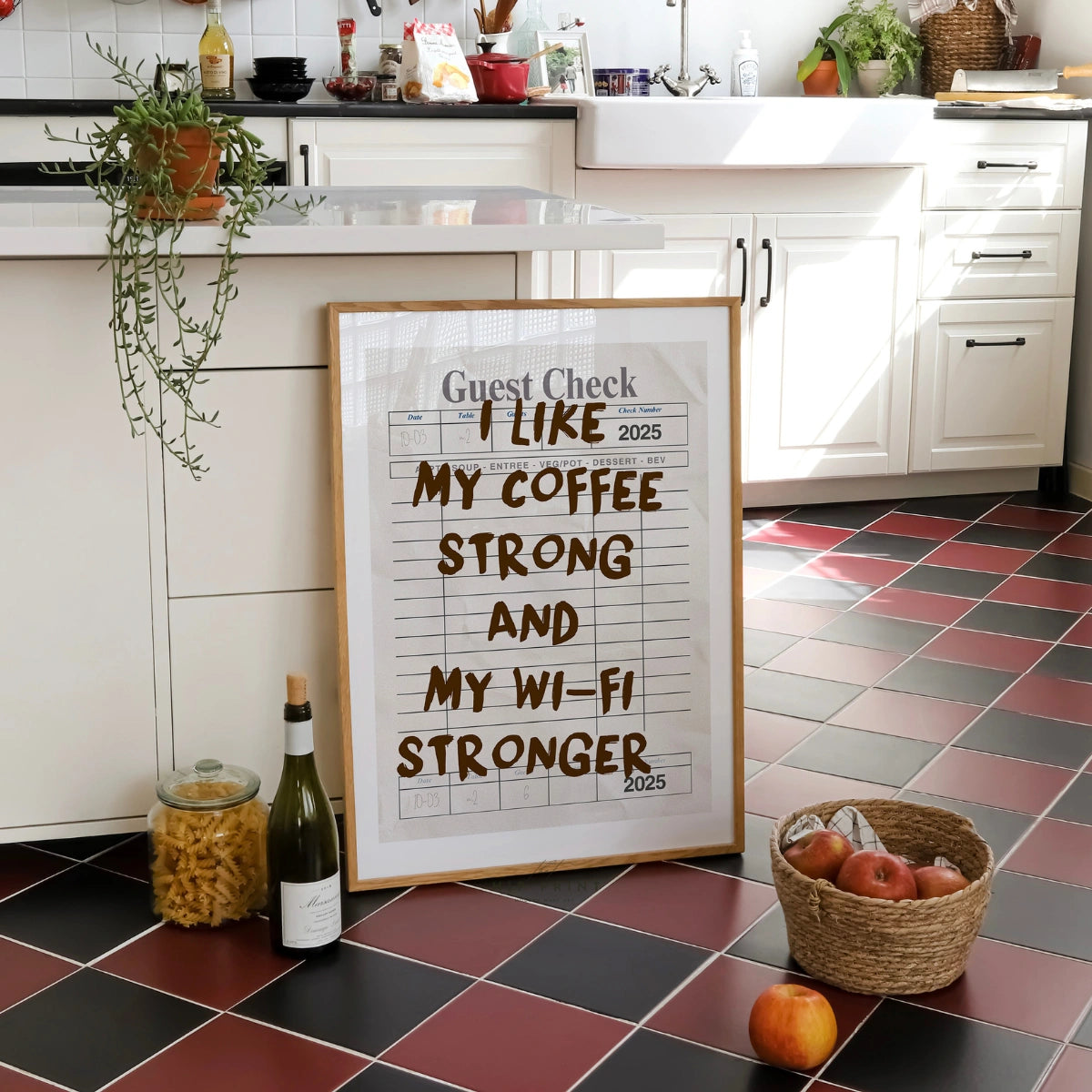 Lustiges Wandbild mit Kaffeezitat – Kaffee-WLAN-Druck