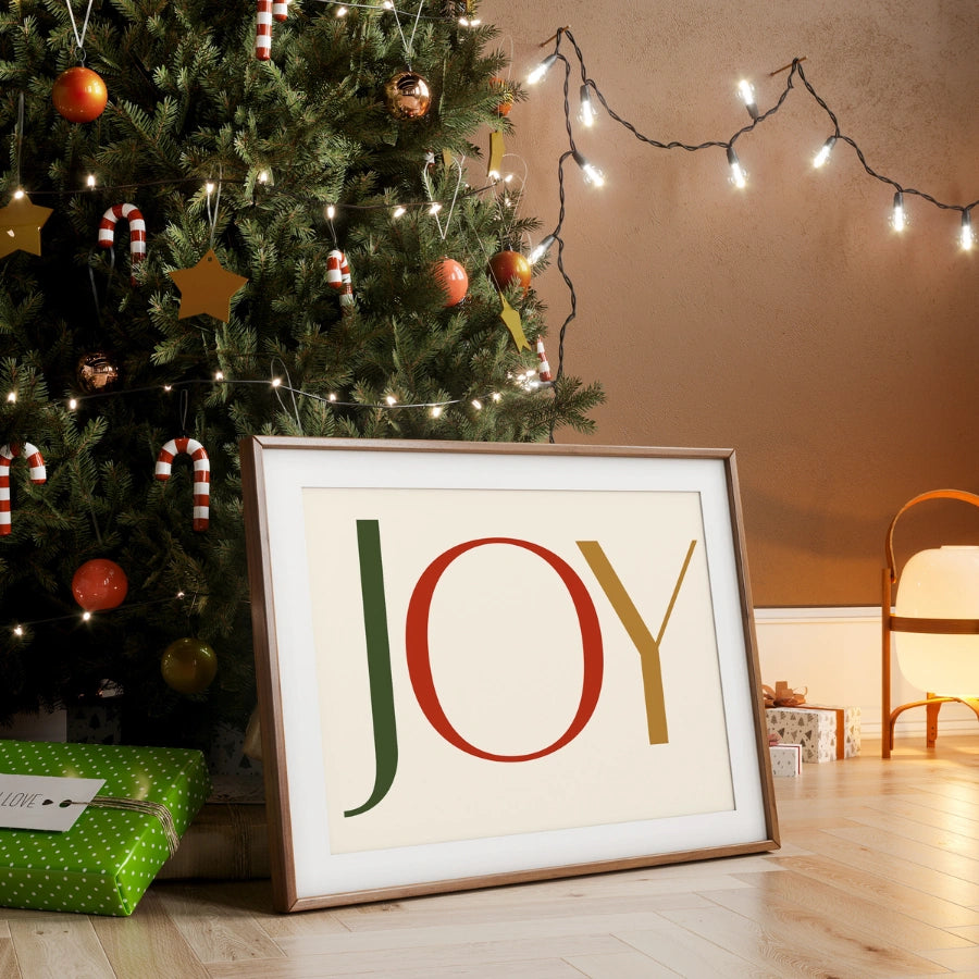 Joy Typography – Minimalist Christmas Wall Art Print