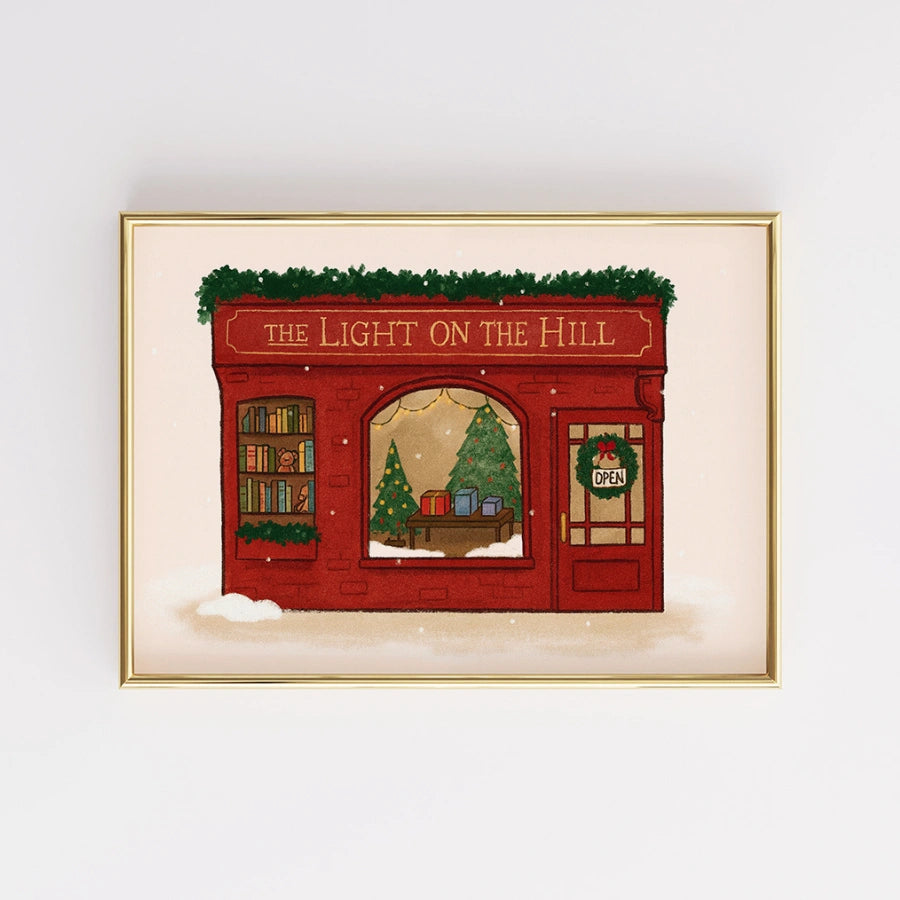 Christmas Bookshop – Festive Holiday Wall Art Print