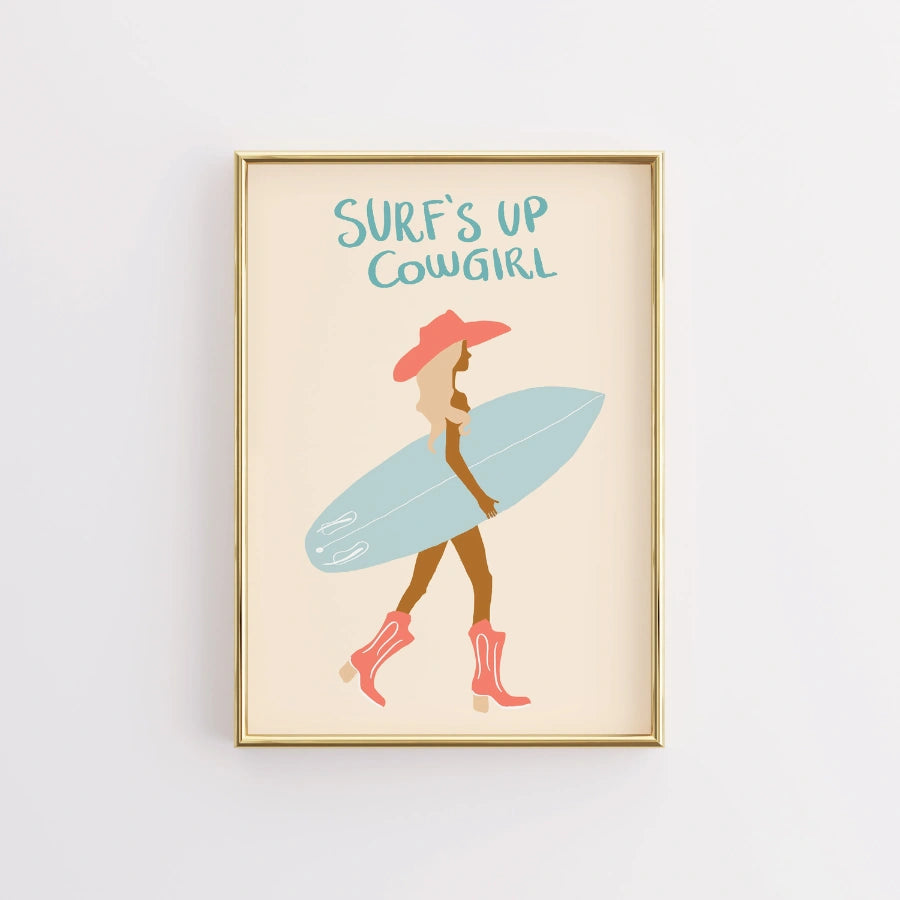 Surf’s Up Cowgirl Wall Art - Coastal Cowgirl Poster