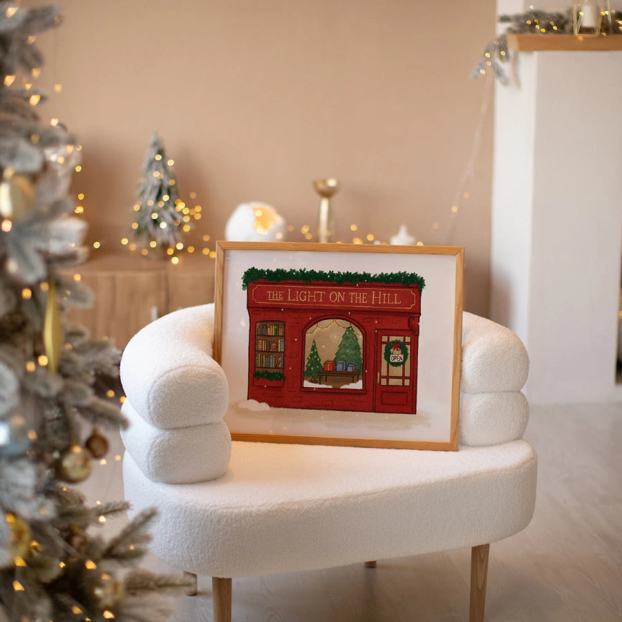 Christmas Bookshop – Festive Holiday Wall Art Print
