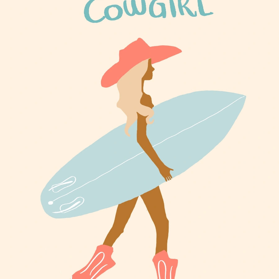 Surf’s Up Cowgirl Wall Art - Coastal Cowgirl Poster