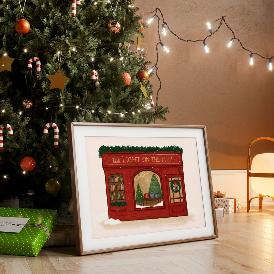 Christmas Bookshop – Festive Holiday Wall Art Print