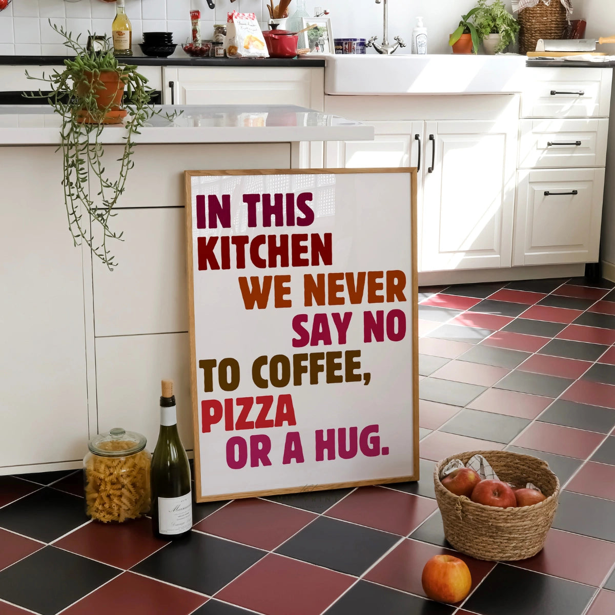 Witzige Küchenwandkunst – Zitatdruck