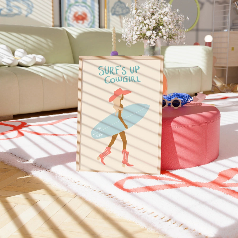 Surf’s Up Cowgirl Wall Art - Coastal Cowgirl Poster