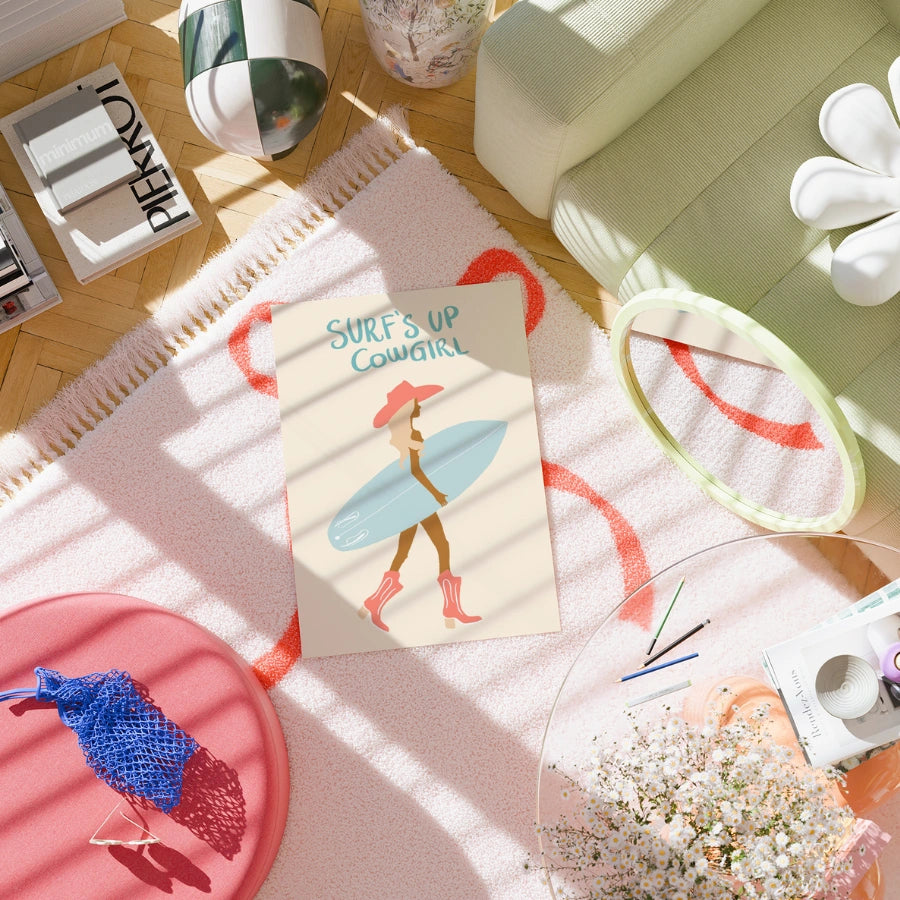 Surf’s Up Cowgirl Wall Art - Coastal Cowgirl Poster