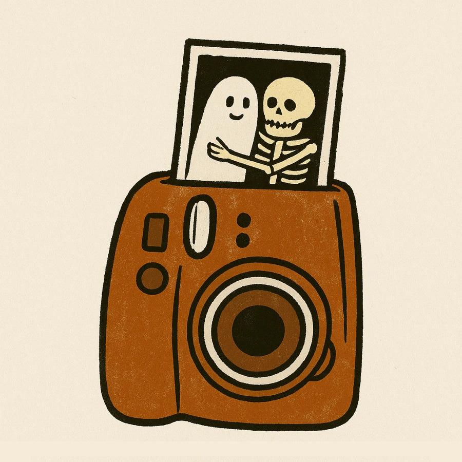 Till Death Halloween Print – Ghost and Skeleton Couple Art