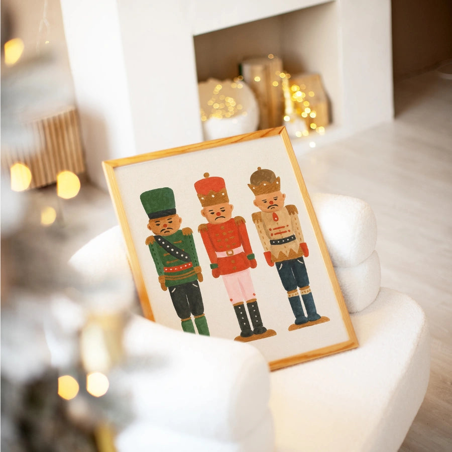 Nutcracker Trio Wall Art – Hand-Drawn Christmas Soldiers Print