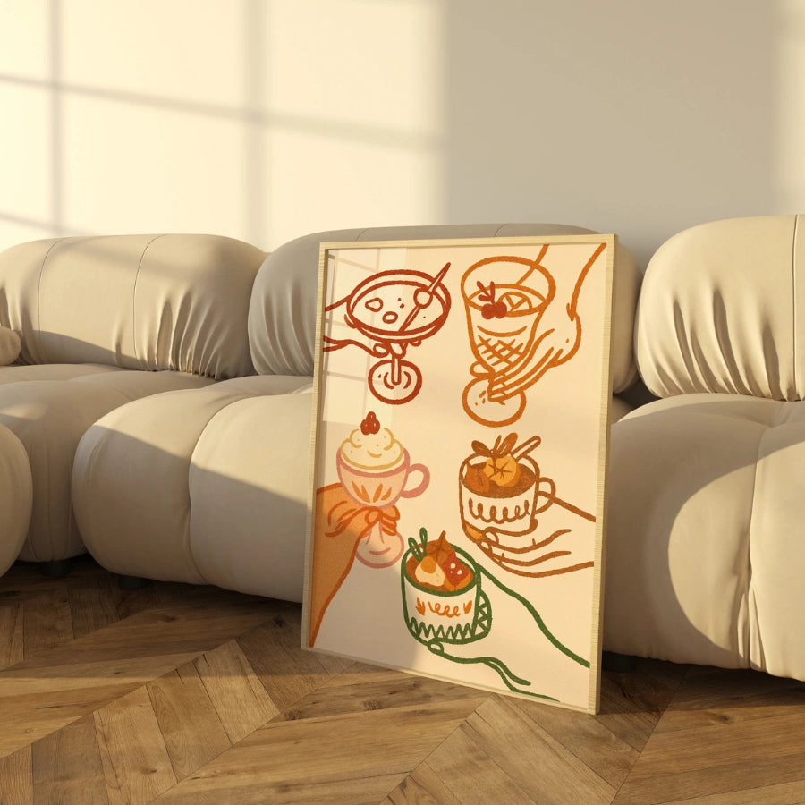 Autumn Drinks Wall Art - Cozy Fall Cocktail Print