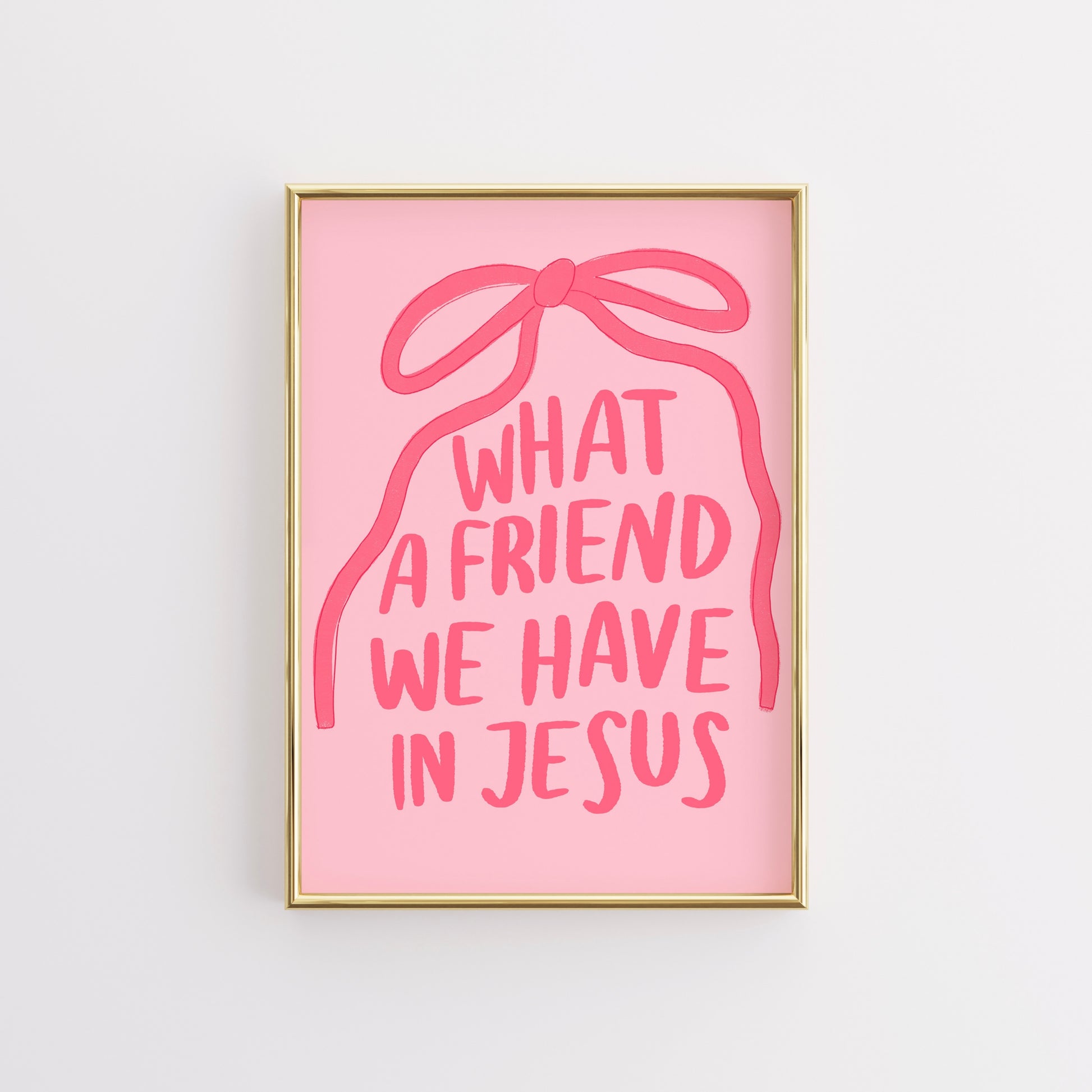 What a Friend We Have in Jesus Wall Art – Pink Christian Print