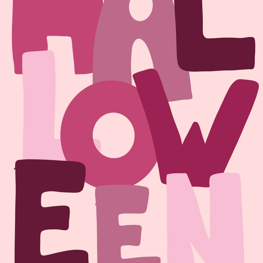 Moderner Halloween-Schriftzug-Druck – Wandbild in kräftigem Pink