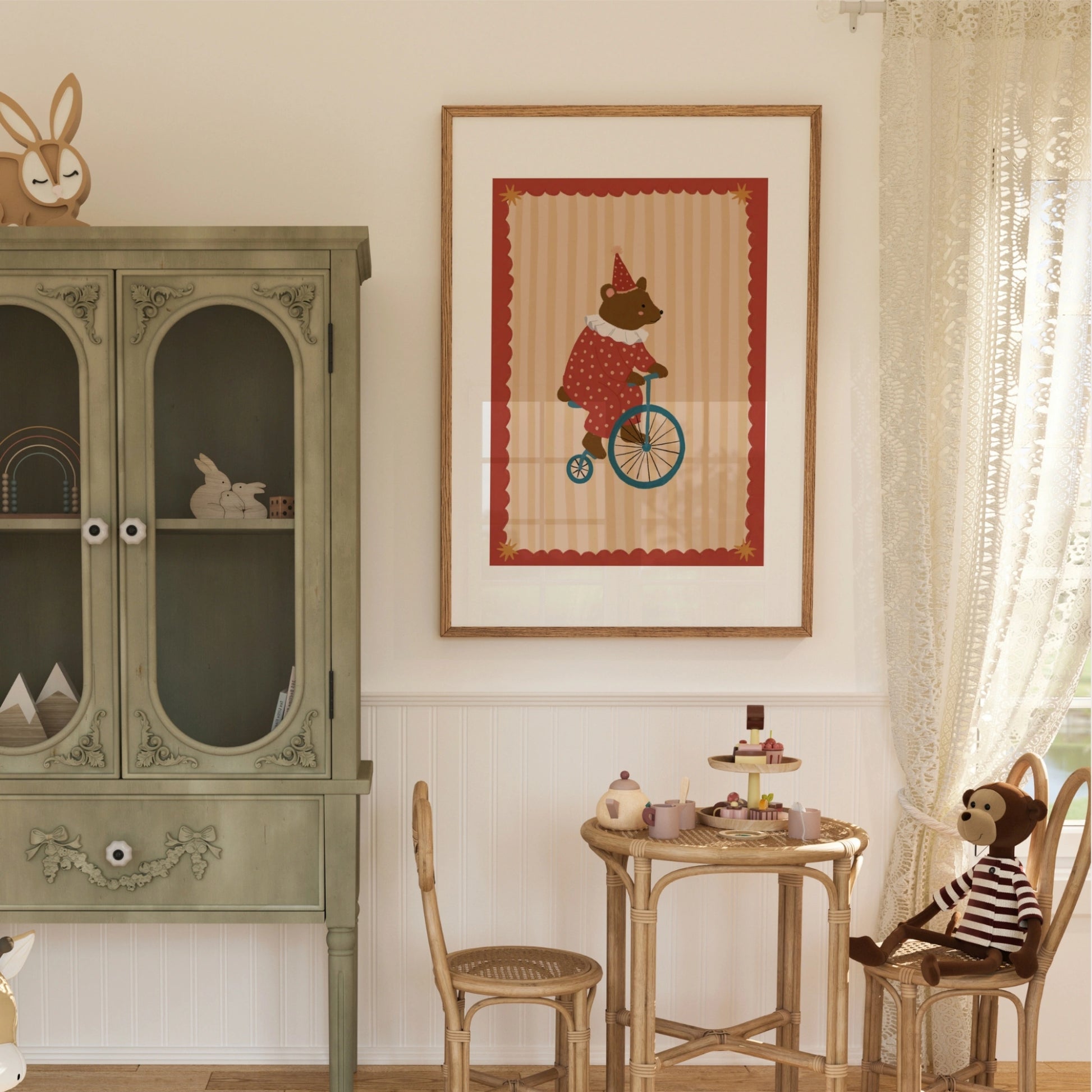 Vintage Circus Bear Nursery Print