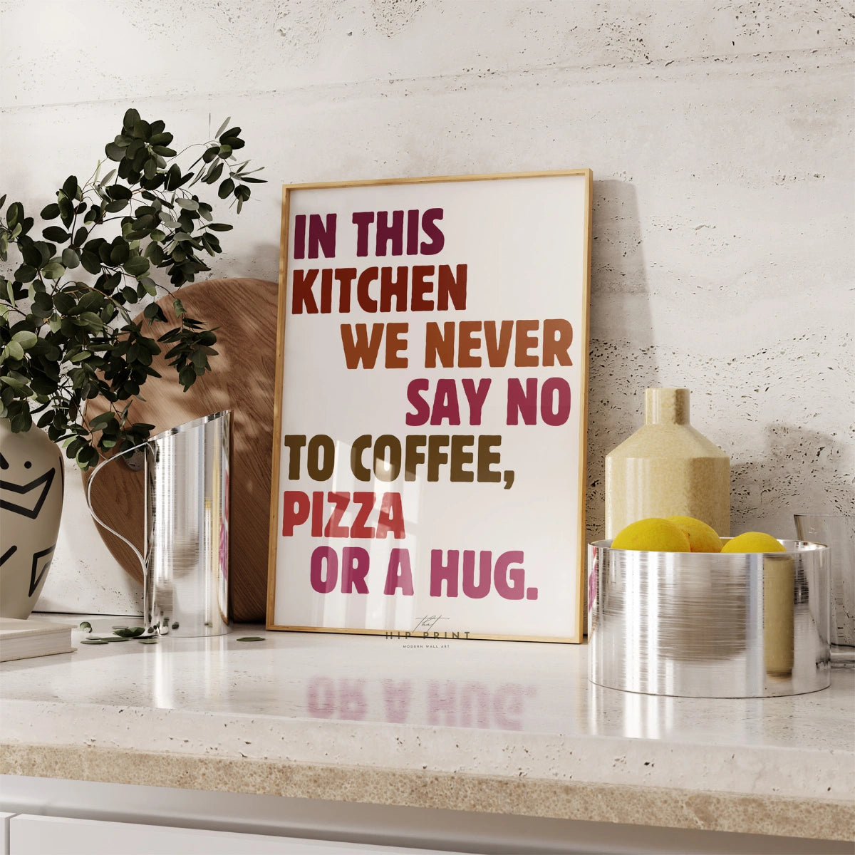 Witzige Küchenwandkunst – Zitatdruck