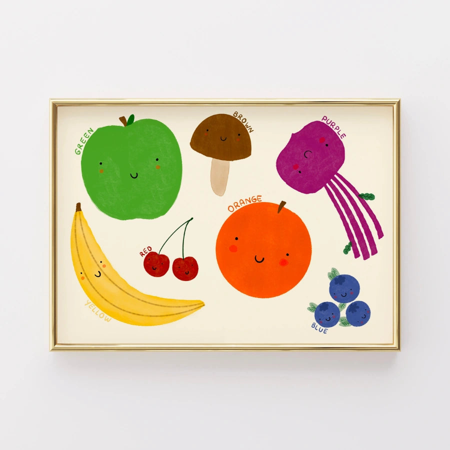 Buntes Obstbild fürs Kinderzimmer – Pädagogisches Wandbild für Kinder