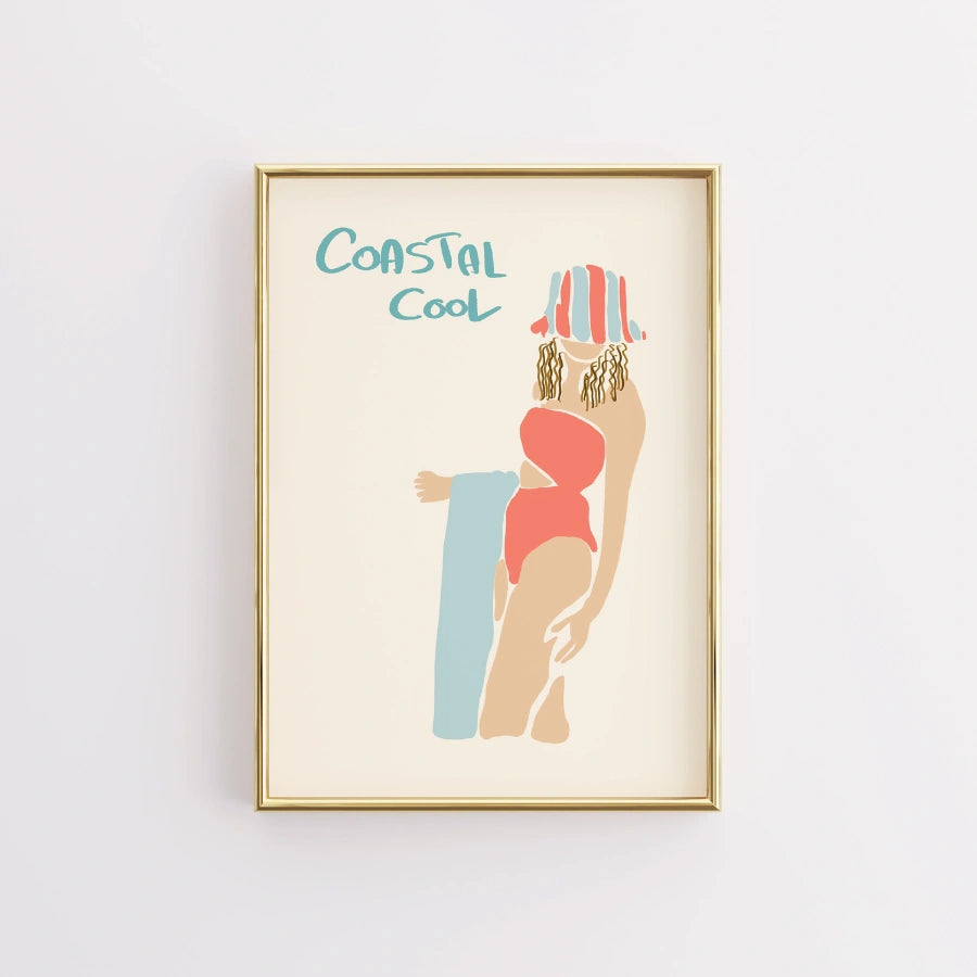 Coastal Cool Wall Art - Preppy Summer Girl Print
