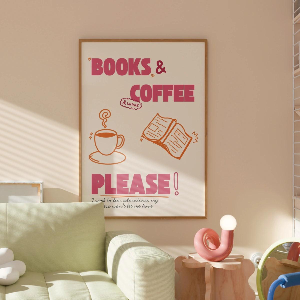 Books & Coffee Print – Funny Book Lover Wall Art