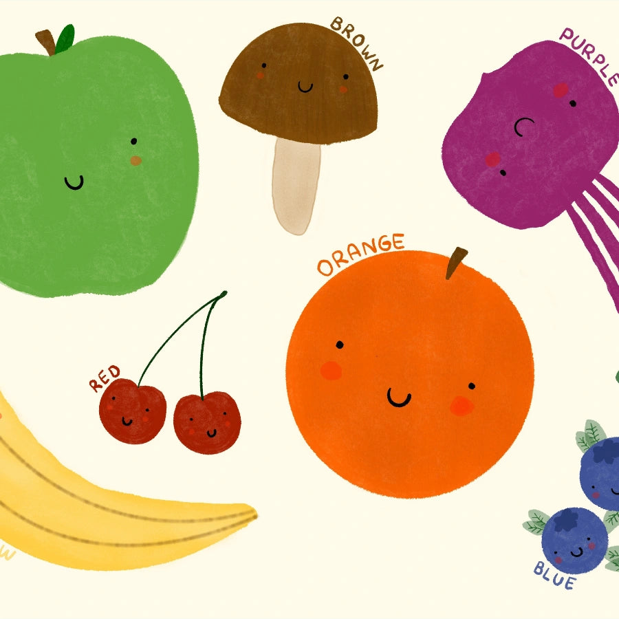 Buntes Obstbild fürs Kinderzimmer – Pädagogisches Wandbild für Kinder