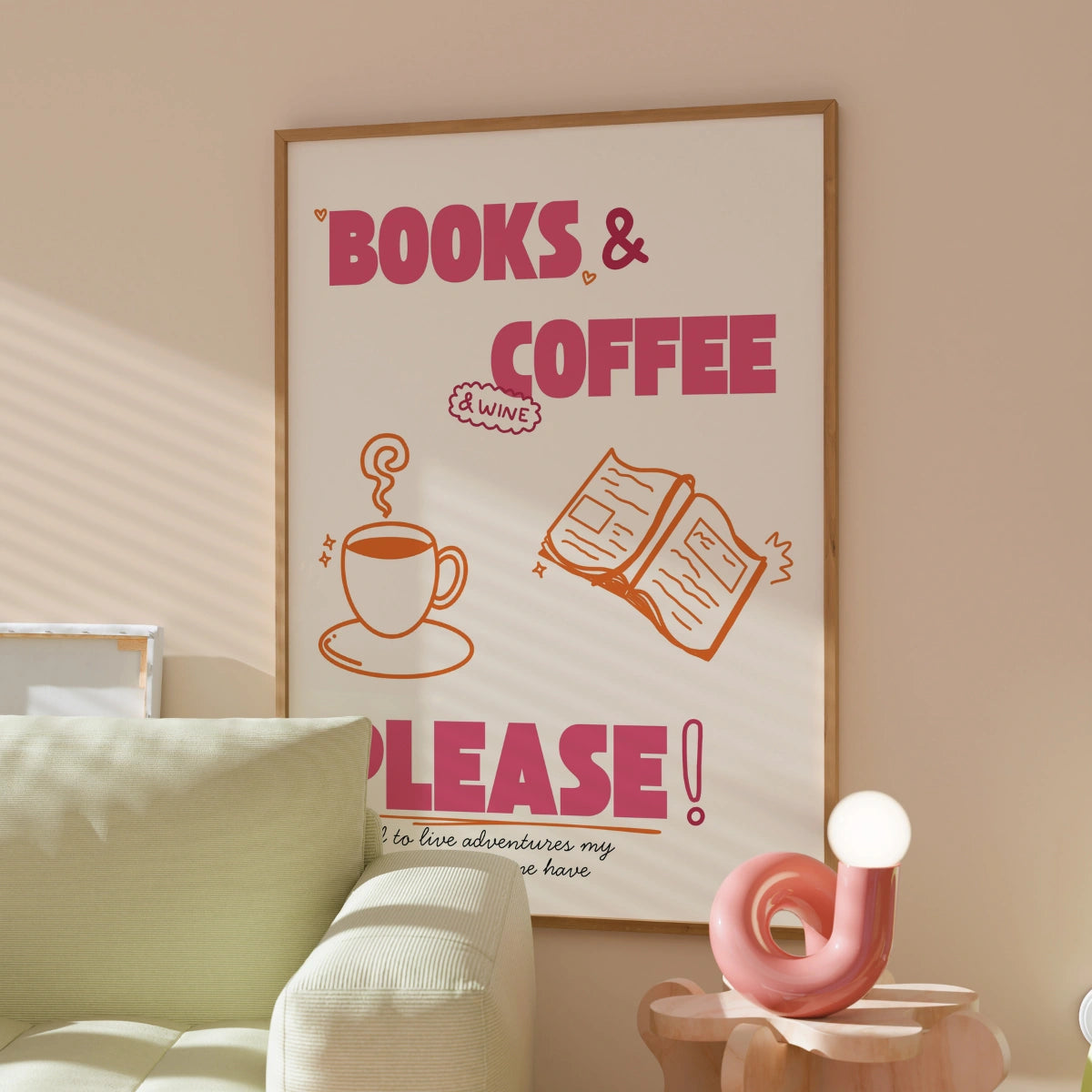 Books & Coffee Print – Funny Book Lover Wall Art