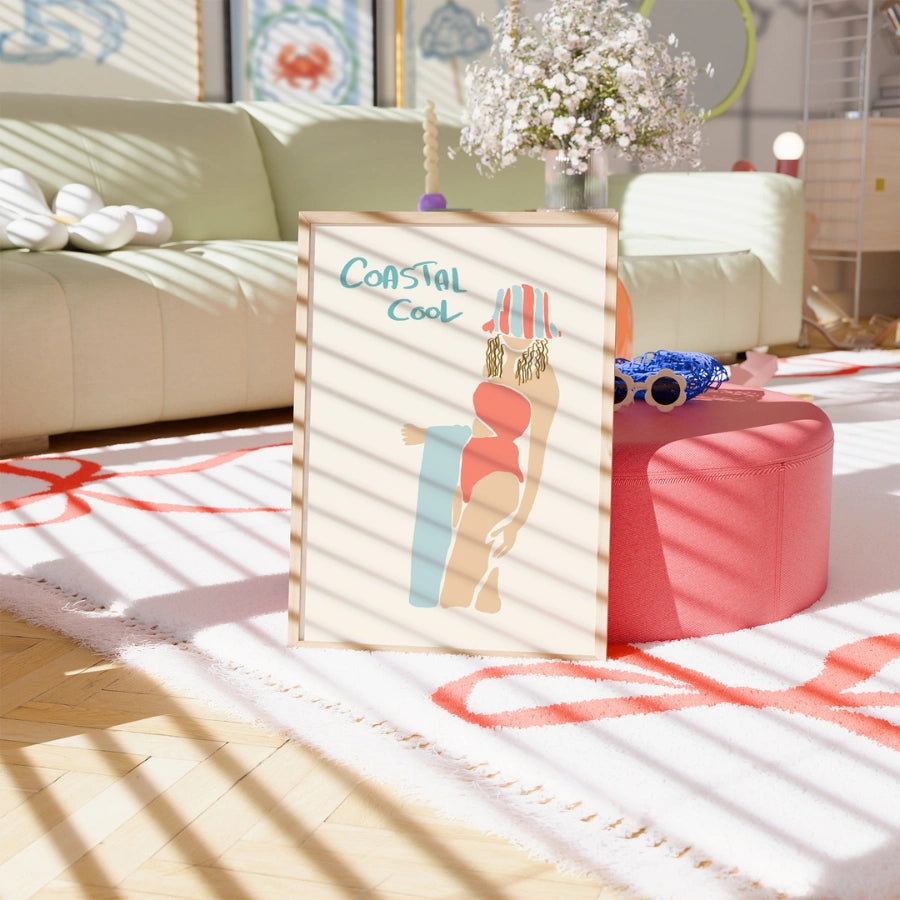 Coastal Cool Wall Art - Preppy Summer Girl Print