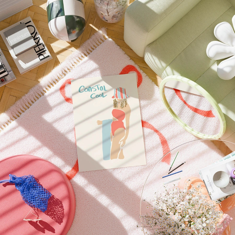 Coastal Cool Wall Art - Preppy Summer Girl Print