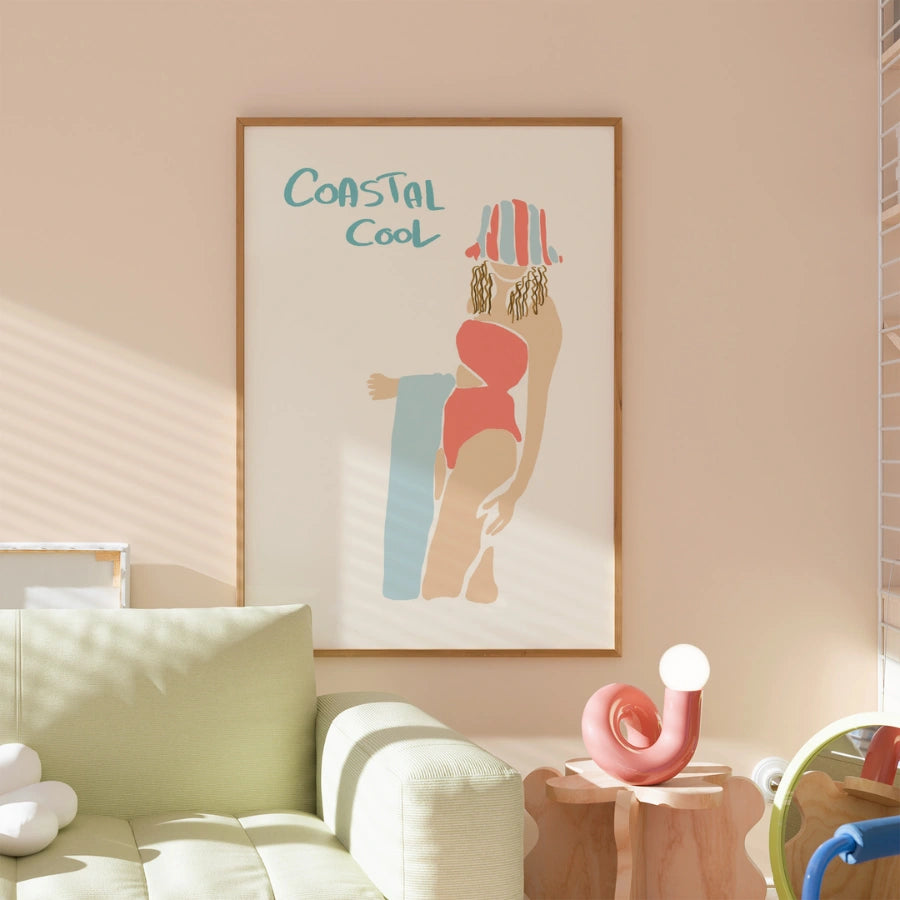 Coastal Cool Wall Art - Preppy Summer Girl Print