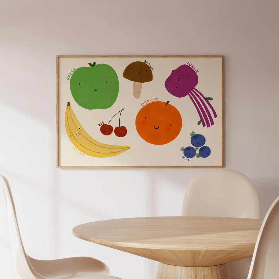 Buntes Obstbild fürs Kinderzimmer – Pädagogisches Wandbild für Kinder