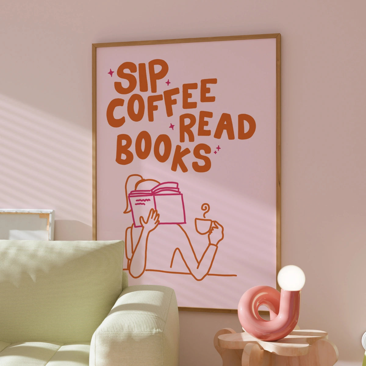 Sip Coffee Read Books Print – Cozy Reading Poster