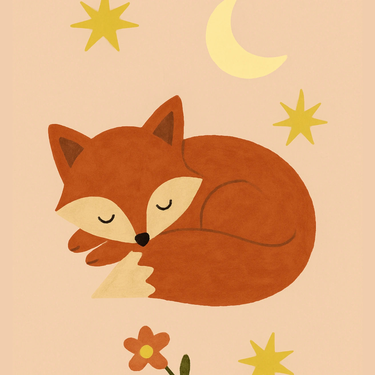 Sleeping Fox Nursery Print