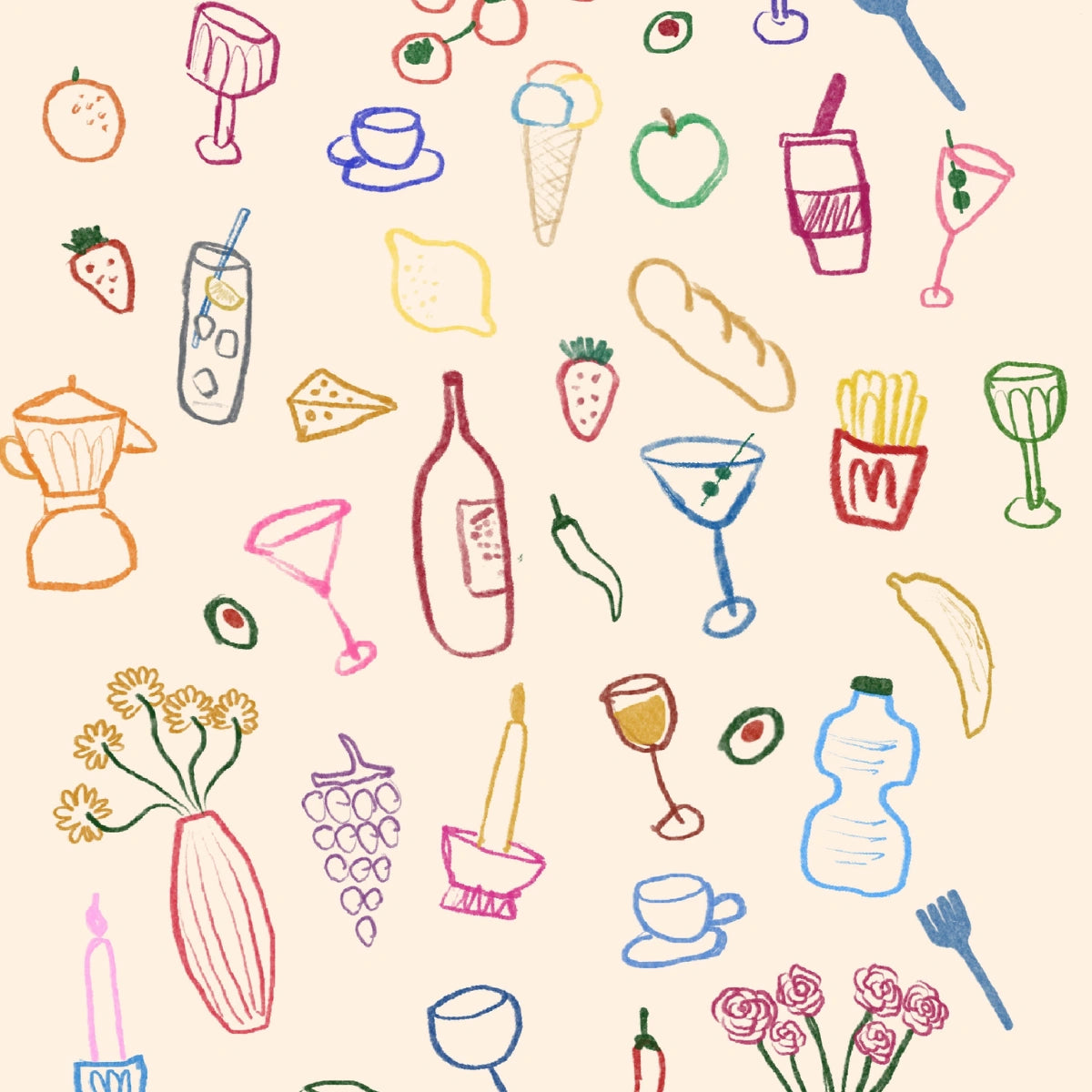 Colorful Food Wall Art – Playful Kitchen Poster