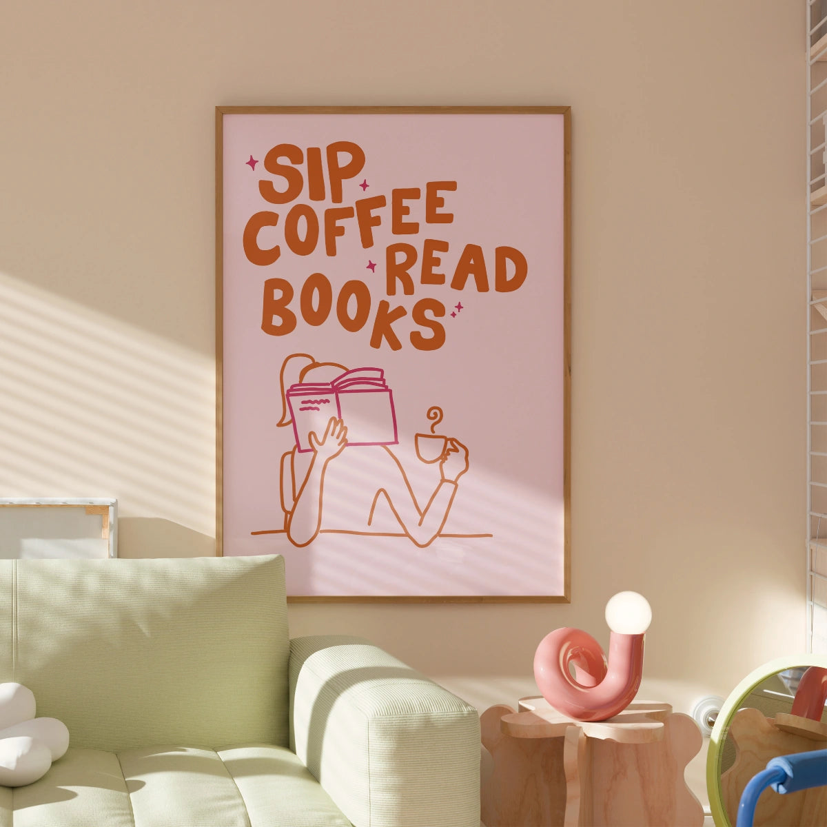 Sip Coffee Read Books Print – Cozy Reading Poster