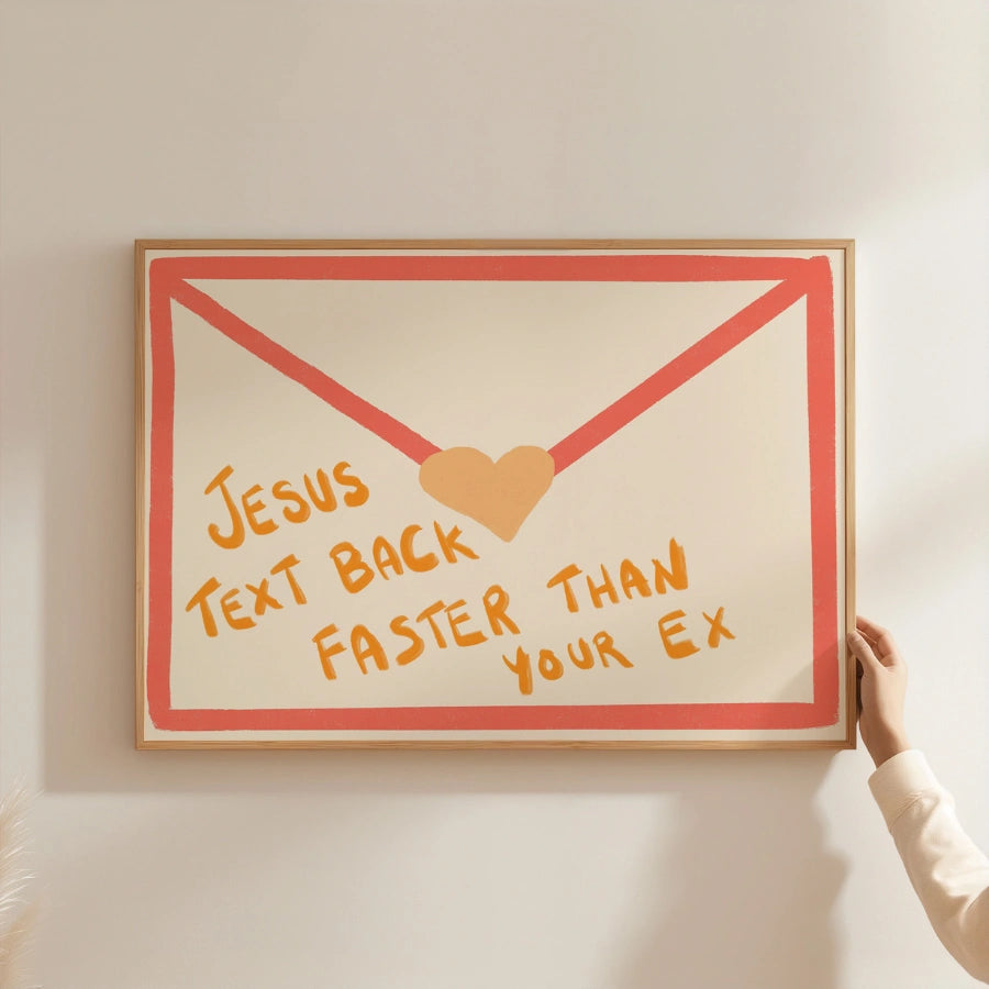 Gesù risponde ai messaggi più velocemente del tuo ex - Stampa murale divertente cristiana