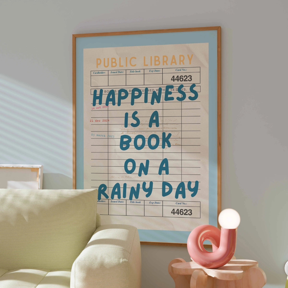 Kunstdruck „Buch an einem Regentag“ – Retro-Bibliothekswandbild