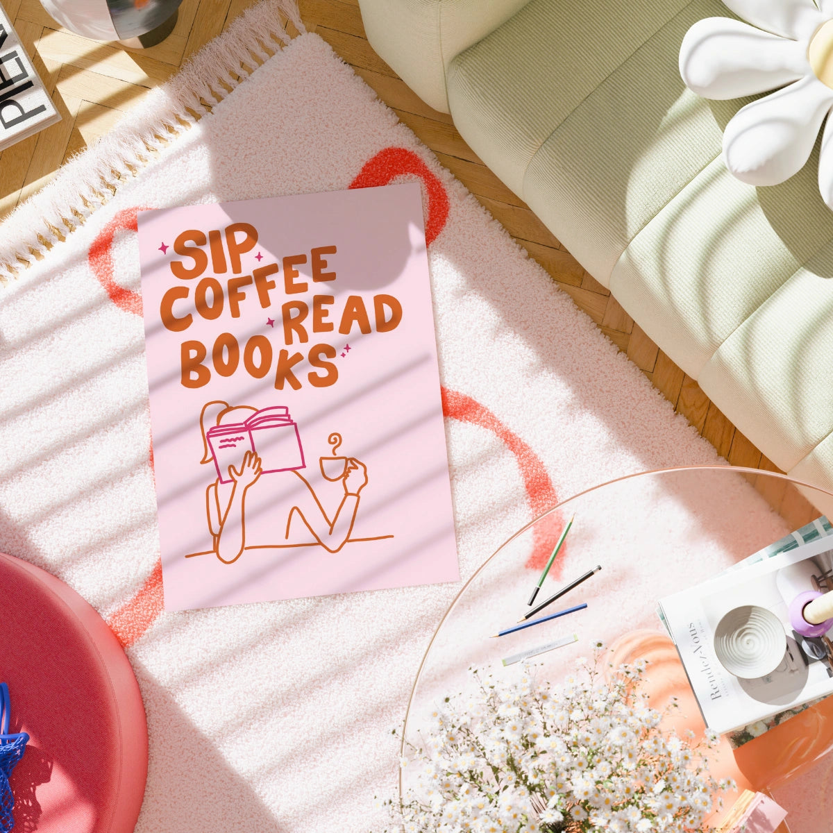 Sip Coffee Read Books Print – Cozy Reading Poster