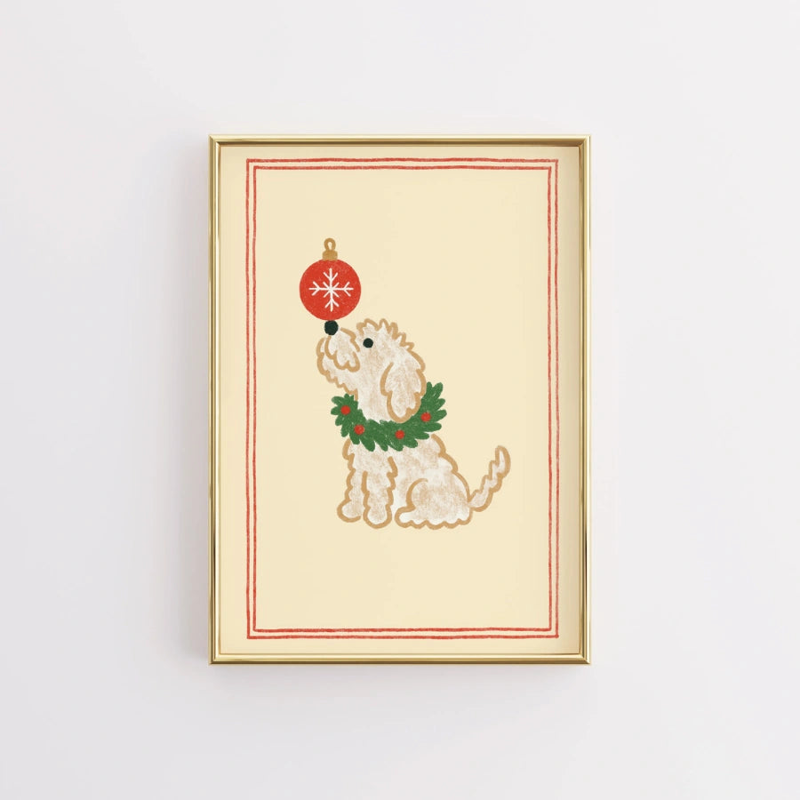 Christmas Dog Wall Art - Cute Holiday Pet Print