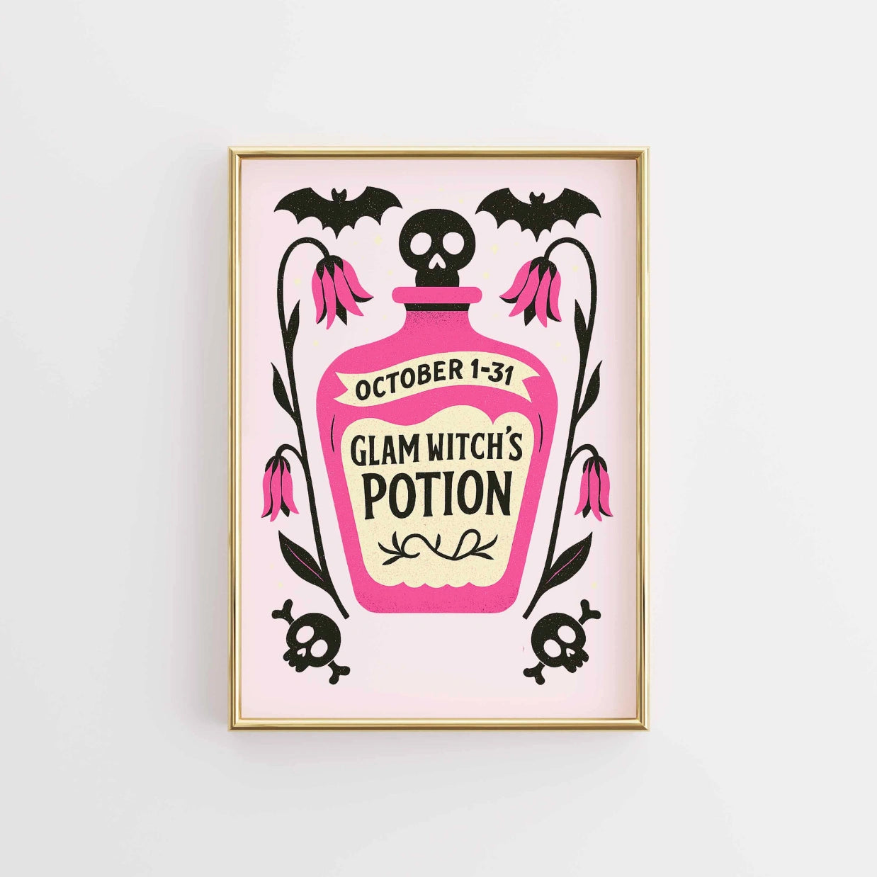 Glam Witch’s Potion Print – Pink Halloween Wall Art