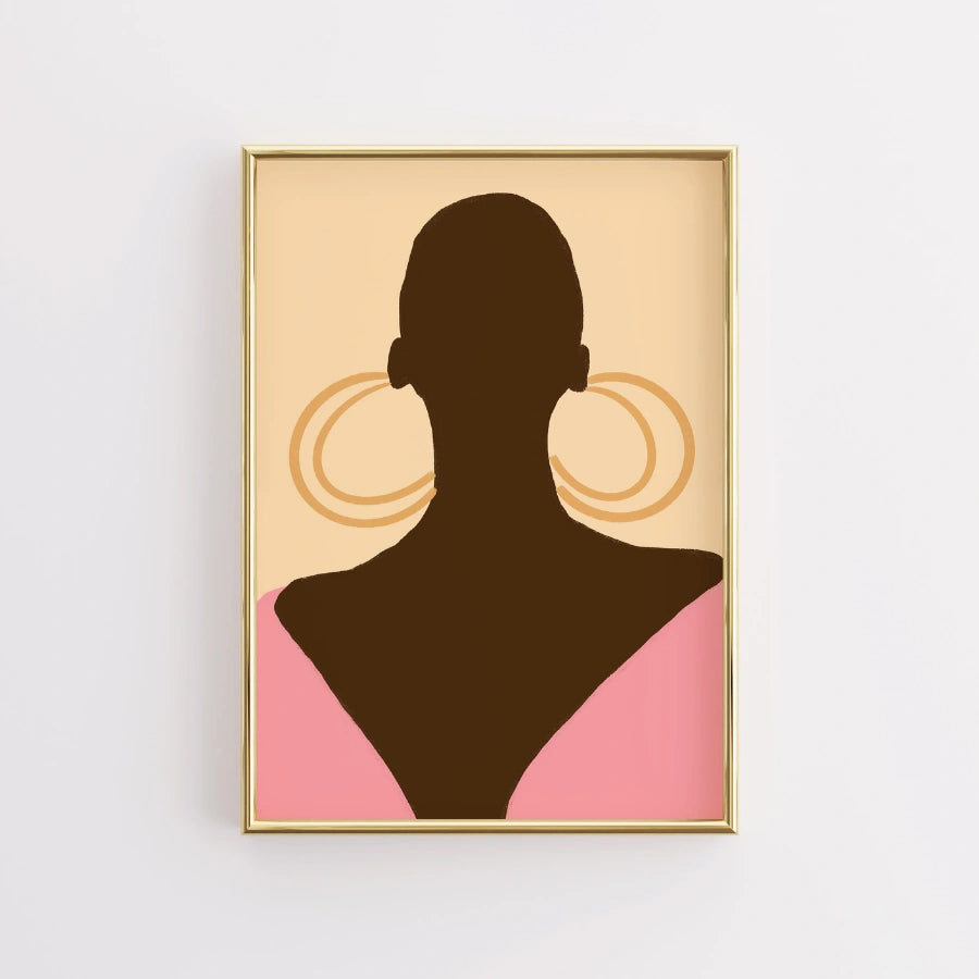 Bold Silhouette Boho Wall Art – Minimal Chic Portrait