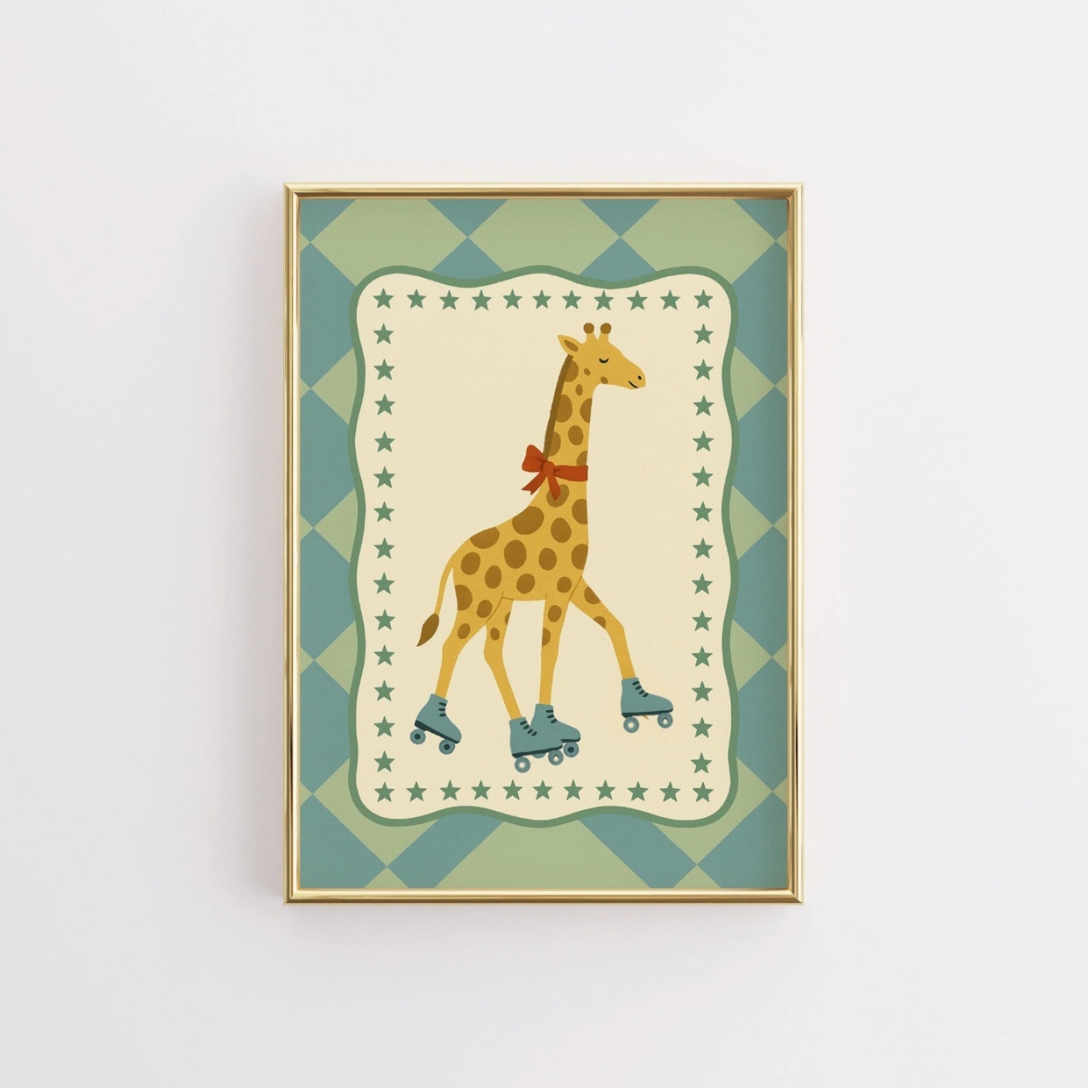 Rollschuhfahrende Giraffe