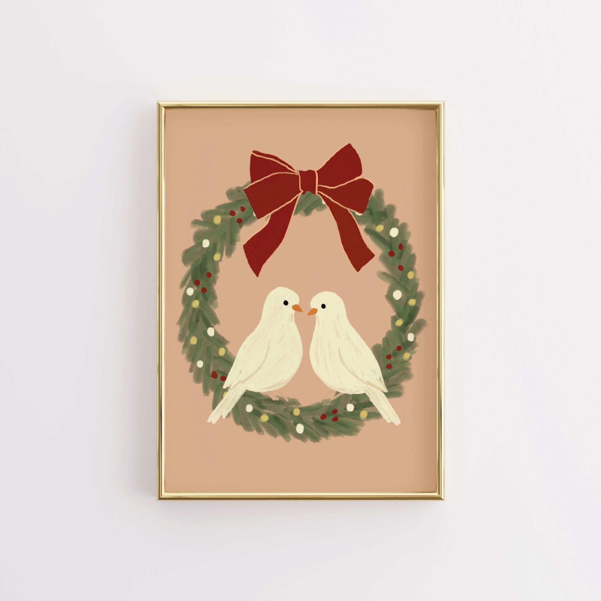 Christmas Wreath with Doves Wall Art