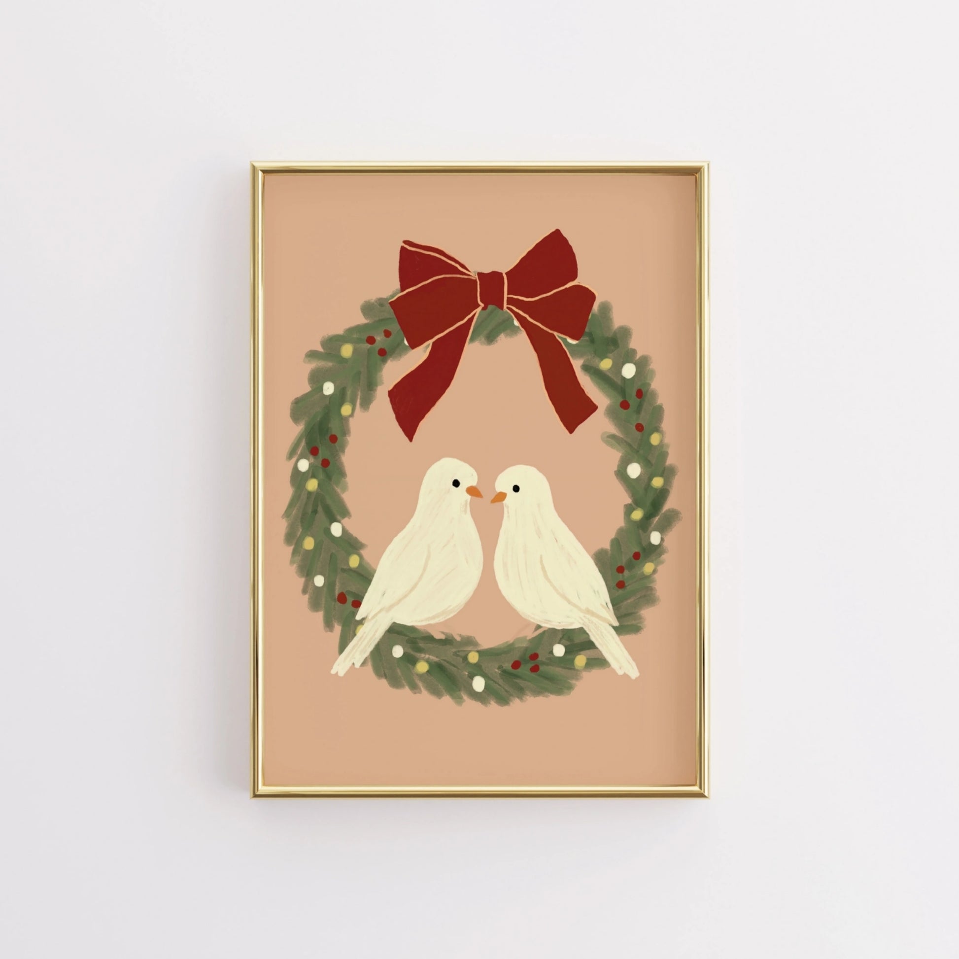 Christmas Wreath with Doves Wall Art