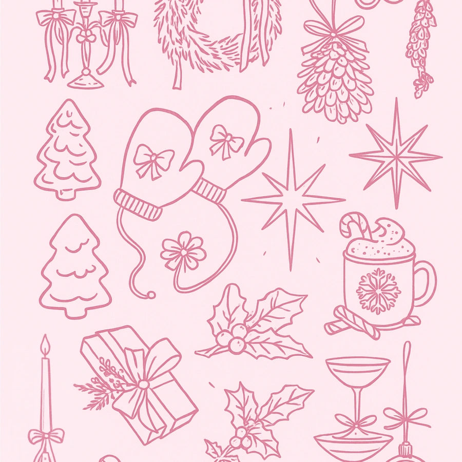 Christmas Line Art – Holiday Doodles Poster