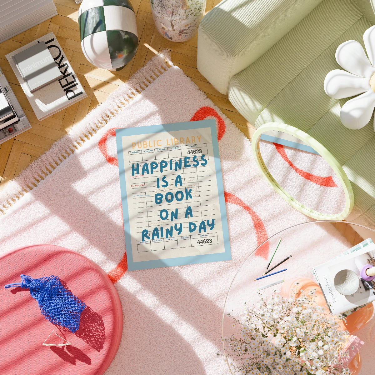 Kunstdruck „Buch an einem Regentag“ – Retro-Bibliothekswandbild