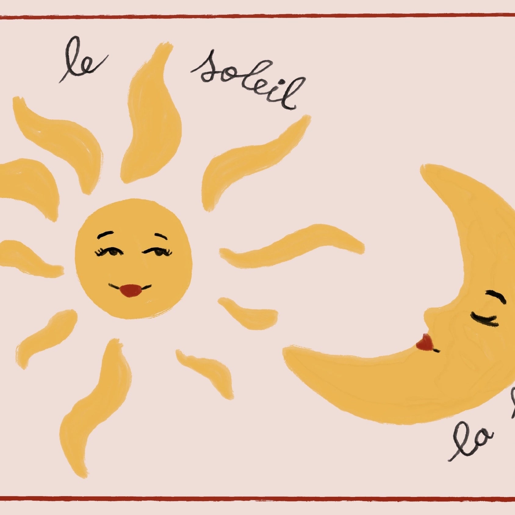 French Sun and Moon Wall Art