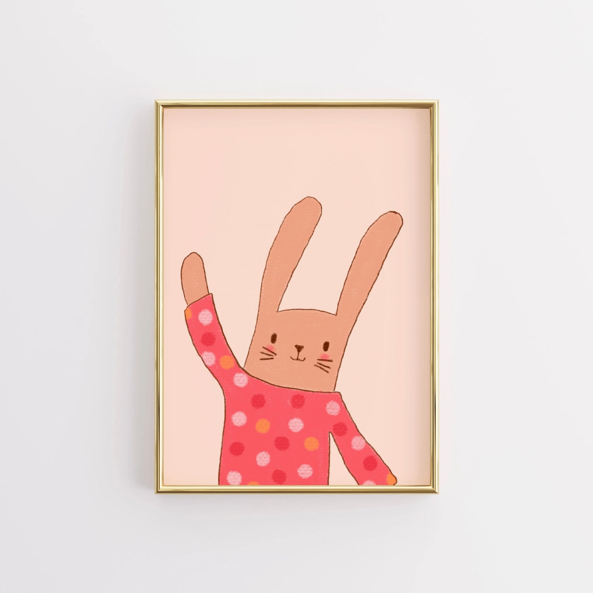 Wandbild mit Hase und Punkten – Niedliches Hasen-Kinderzimmerposter