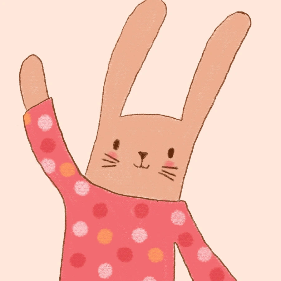 Wandbild mit Hase und Punkten – Niedliches Hasen-Kinderzimmerposter