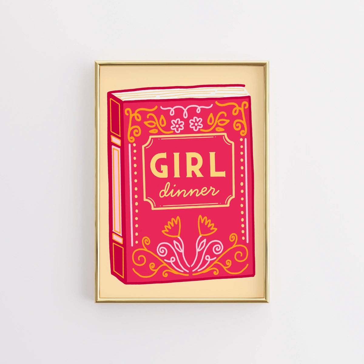 Girl Dinner Book Print – Funny Feminine Wall Art