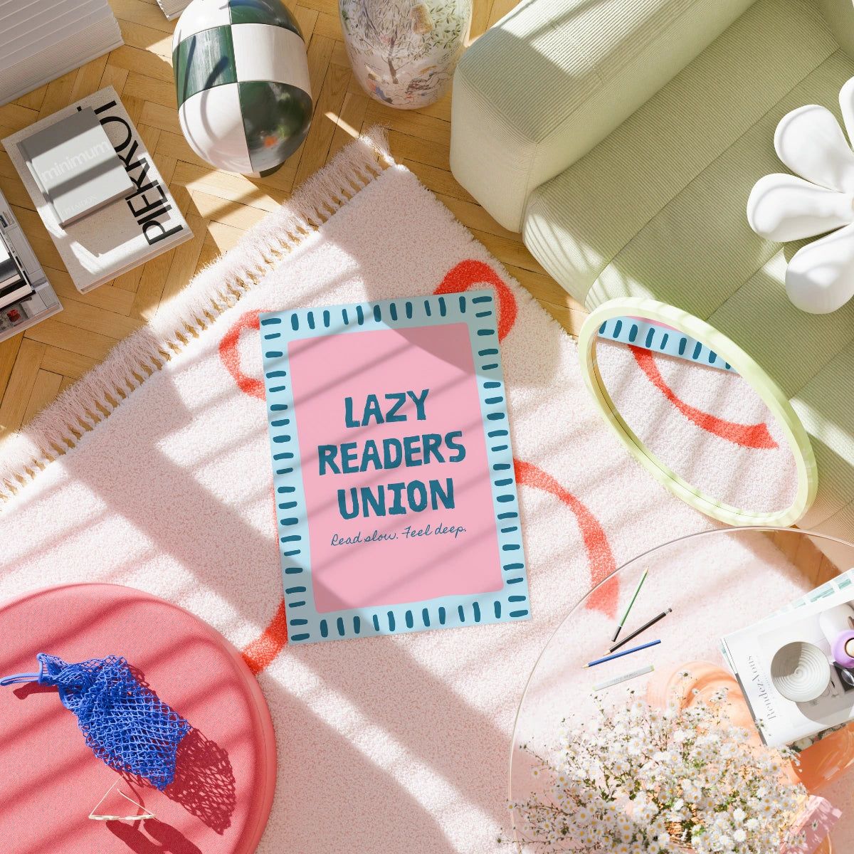 Kunstdruck der Lazy Readers Union – Lustige Wanddeko für Bücherwürmer